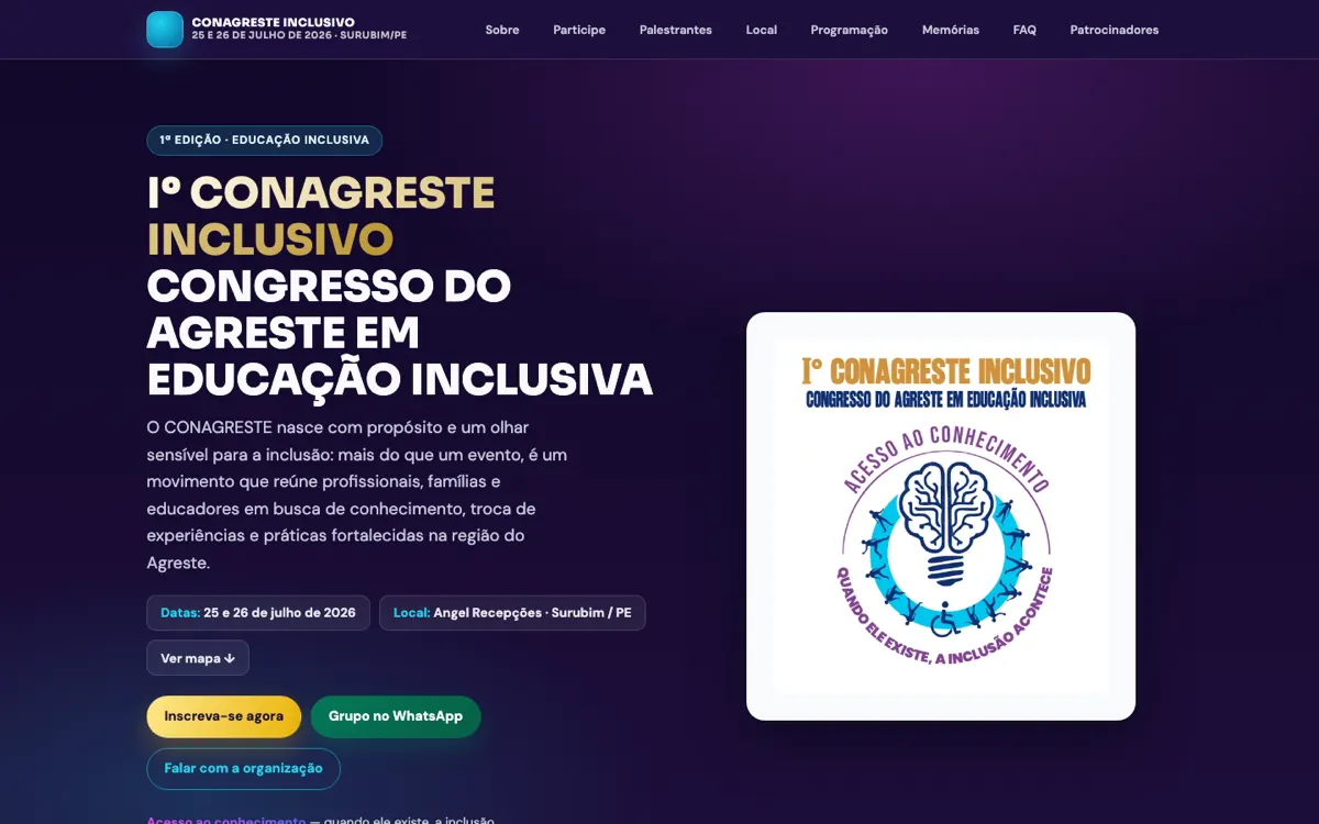 Site CONAGRESTE Inclusivo 2026